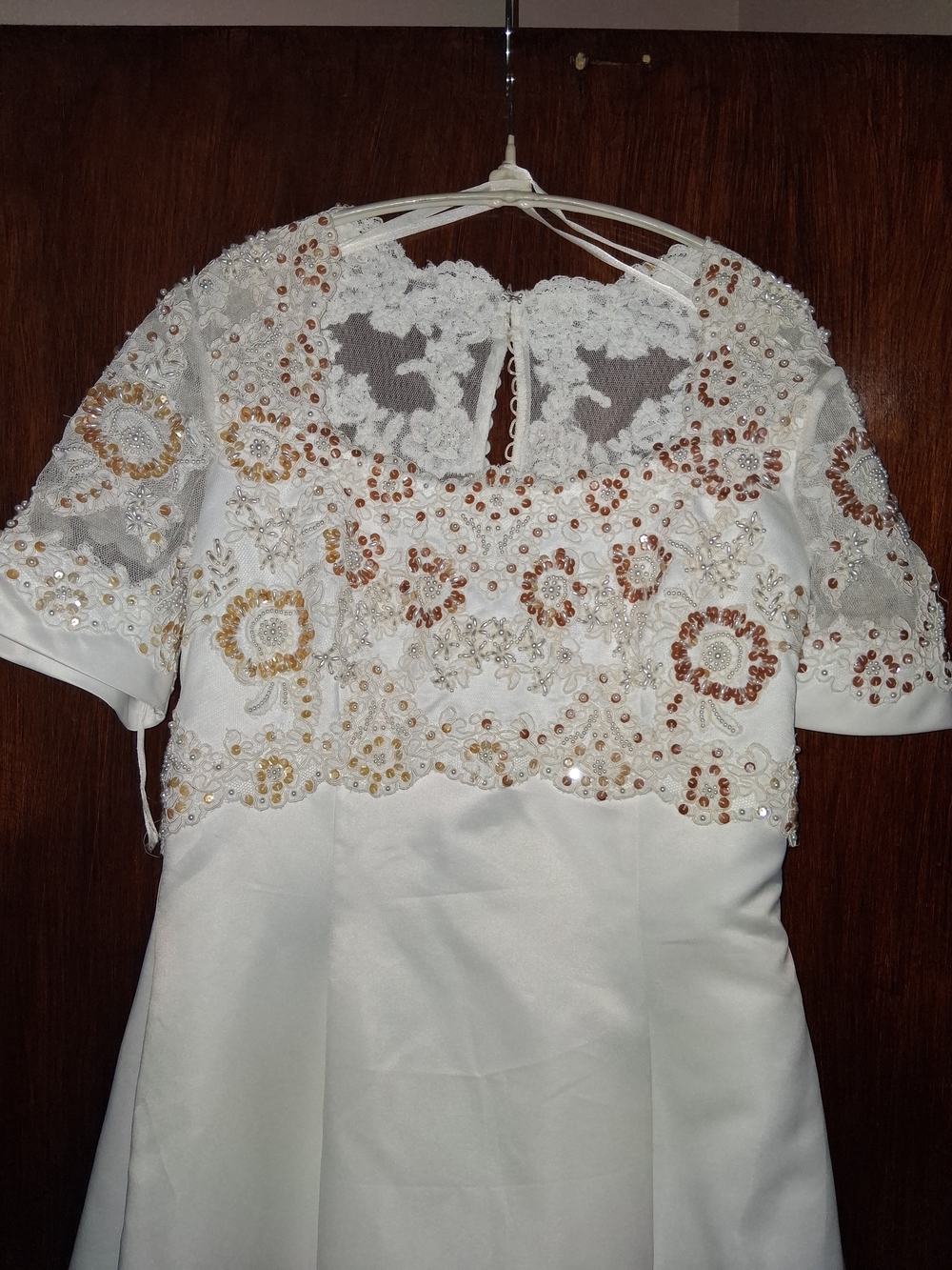 Alfred Angelo Vintage Ivory Lace Bodice Formal Wedding Dress - Picture 2 of 8